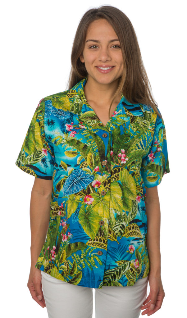 Caladium Aqua Hawaiian Shirt