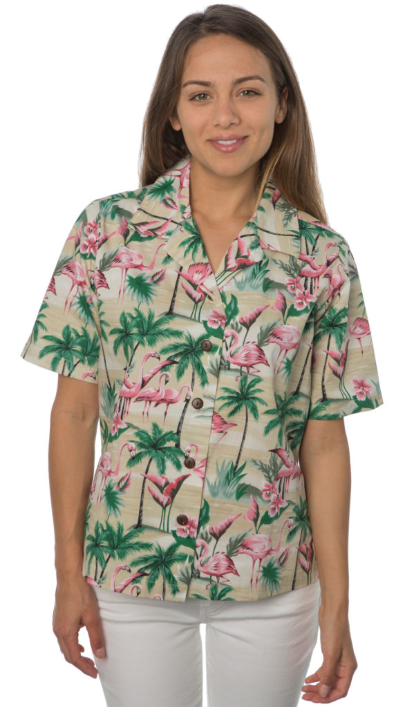 Flamingos Womens Sand Hawaiian Shirt