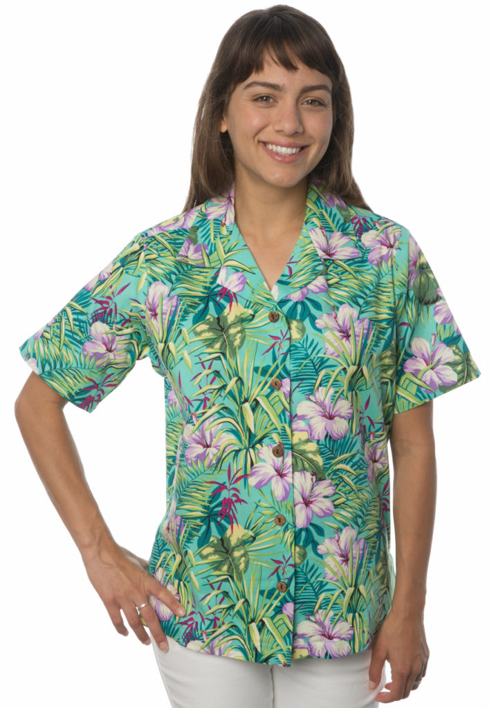 Hibiscus Palm Leaves Aloha Shirt